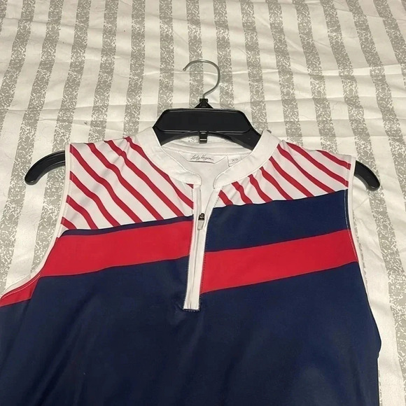 Lady Hagen Golf Tank Navy Red and White 1/4 Zip - Picture 2 of 4